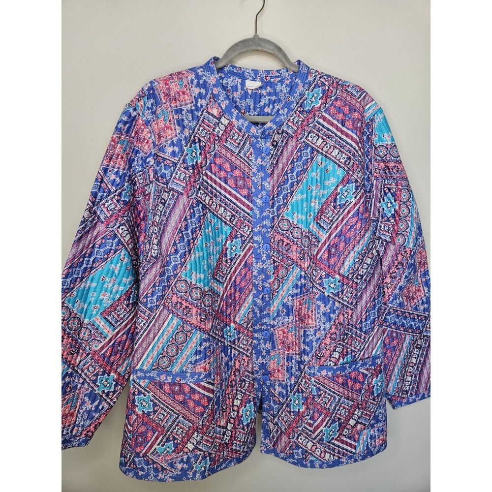 Appleseed's Quilted Patchwork Jacket 3X Floral Co… - image 1